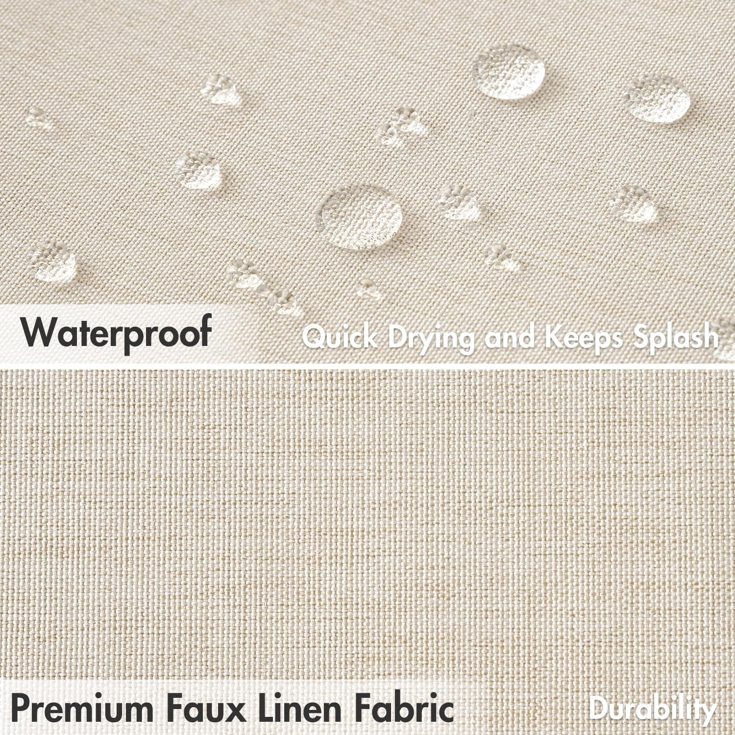 Beige Scalloped Shower Curtain Linen Textured with 12 Metal Hooks Cute Heavy Duty Washable Waterproof Neutral Thick Cloth Shower Curtains with Black Border for Bathroom Bathtub,W72*L72 Cream
