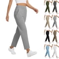 thumbnail image 2 of Capri Pants for Women High Waist Straight Leg Stretch Pull On | Cropped Pants Summer Work Golf Capris with Pockets Gray,XL, 2 of 7