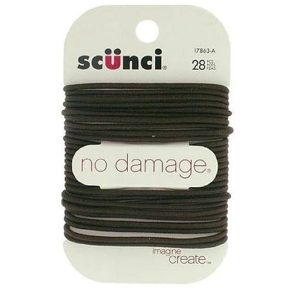 Scunci No Damage Hair Elastic, Brown 28 ea (Pack of 2)
