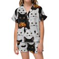 thumbnail image 3 of MEZZALL Girls Halloween Pajama Sets With Sleepwear Two Piece Cozy Short Sleeve Lapel Button Shirts Blouse Tops With Shorts For Toddler Kids Nightwear, 3 of 6