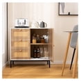 thumbnail image 4 of Rattan Buffet Sideboard, Accent Storage Cabinet with 3 Drawers & 1 Door, Sturdy Metal Legs, for Kitchen, Living Room, Entryway (1), 4 of 9