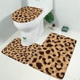 thumbnail image 2 of Beige and Black Leopard Pattern Bathroom Rugs Sets 3 Piece,Toilet Cover Set,Absorbent Non Slip Bathroom Mats Sets with U-Shaped Contour Rug Toilet Rug Set, 2 of 5