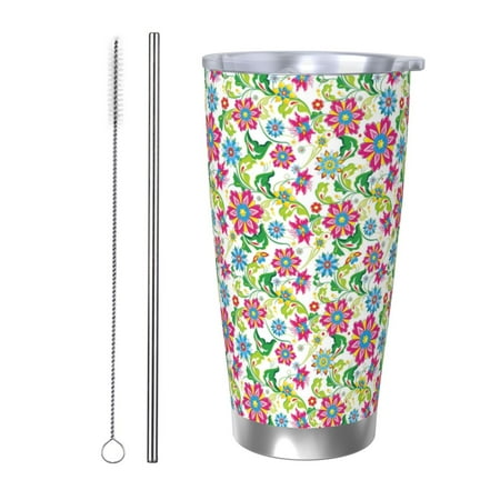 

Gukieu Vector Mexican Otomi Style Bright Print 20OZ Car Cup Vacuum Stainless Steel Leak-proof Thermos Cup Unisex Suitable for Home Outdoor and Sports-Straw Two-piece Set