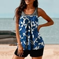 thumbnail image 4 of Jewelreauty Women Floral Tankini Swimsuit Two Piece Bathing Suits Modest Tankini Tops with Boy Shorts Summer (L, Blue), 4 of 6