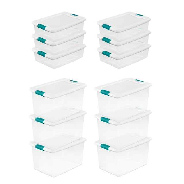 Sterilite 64 Qt Stacking Container (6 Pack) & 32 Qt Storage Boxes (6 Pack) for Home or Garage Organization