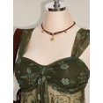 thumbnail image 4 of Army Green Floral Paisley Print Tie-Front Peplum Mesh Hem Tank Top For Women, 4 of 8