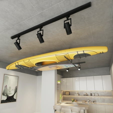Costway 5 Ft Double Sup Surf Ceiling Storage Rack 2 Kayak Surf Ceiling Storage Rack 2 Kayak