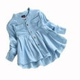 thumbnail image 2 of Huowey Toddler Kid Baby Girls Denim Ruched Long Sleeve T-Shirt Tops Blouse Clothing Cozy Dailywear, S, 2 of 4