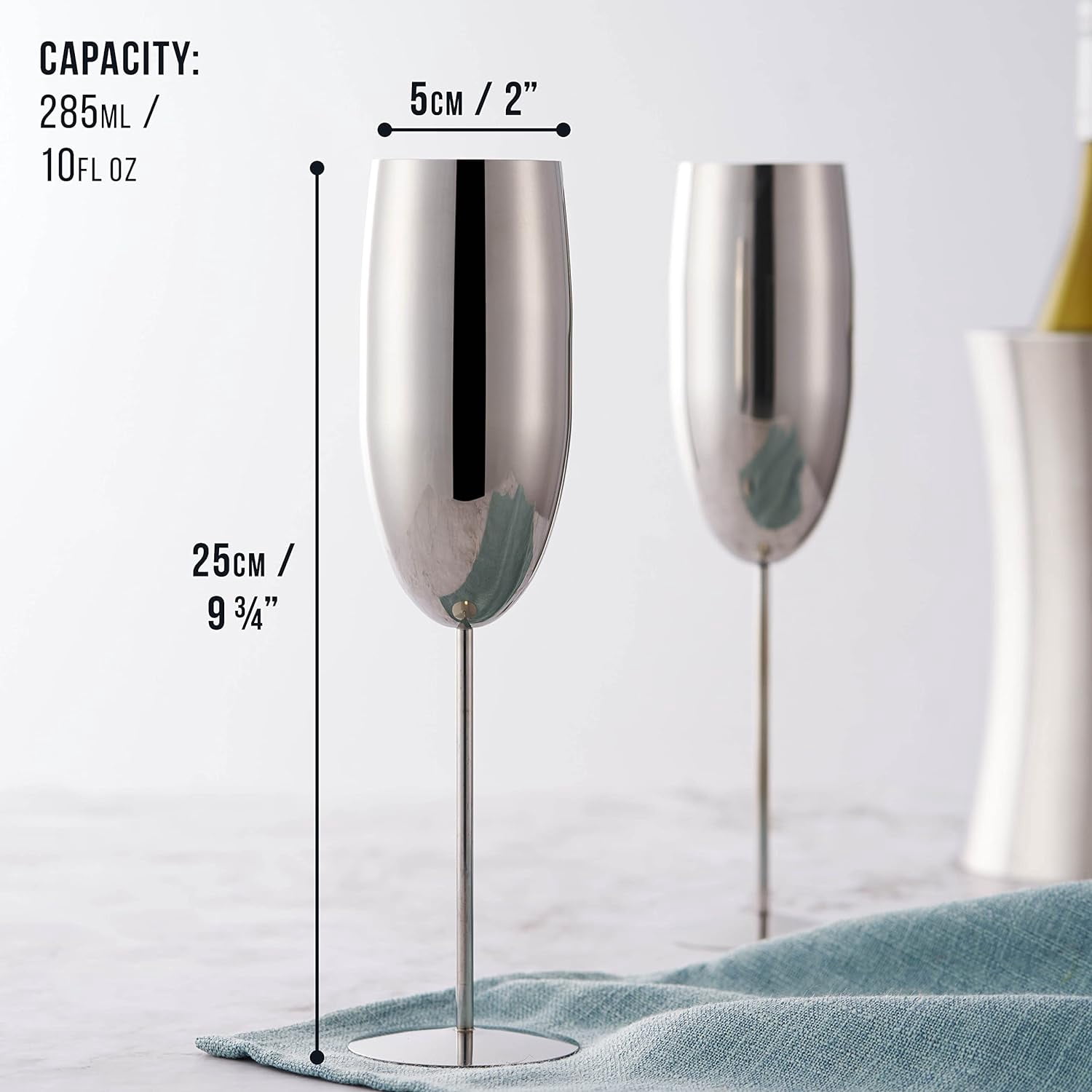 Oak & Steel 4-Pack 10oz Unbreakable Champagne Flute Glasses for Wedding, Anniversary, Christmas