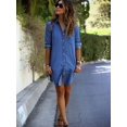 thumbnail image 4 of Robe Chemise Courte d'Été à Manches Longues en Jean Léger pour Femme, 4 of 5