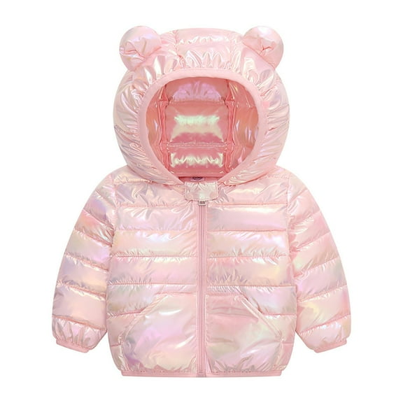 Zshosam Winter Coats for Girls Baby Boys Girls Puffer Jacket Hooded Coat Fleece Liner Elastic Cuffs Outerwear Size 3T 4T,(Pink 3-4 Years)