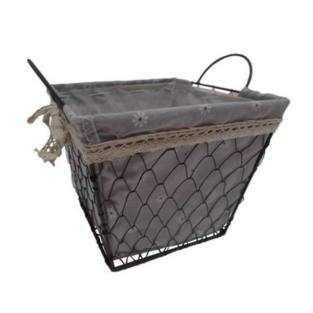 Cheung's FP-3365M Square Lined Wire Decorative Basket with 2 Ears