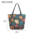 thumbnail image 5 of Open Top Canvas Tote Bag with Zipper Reusable Shopping Bag 13.5x15" Roomy Carryall Teal and Red Maple Leaves, 5 of 9