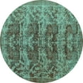 thumbnail image 1 of Ahgly Company Indoor Round Persian Turquoise Blue Traditional Area Rugs, 5' Round, 1 of 4