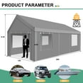 thumbnail image 4 of COBIZI Carport 12'x20' Large Heavy Duty Car Tent with Powder-Coated Steel Frame, Portable Garage with Removable Sidewalls & Doors, Car Canopy with All-Season Tarp for Outdoor Party, Birthday, Gray, 4 of 11
