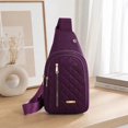thumbnail image 3 of ROLKFUK Multi-Pocket Sling Crossbody Bag, Purple, Adjustable Strap, Oxford Cloth, 3 of 5