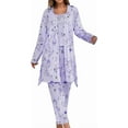 thumbnail image 4 of ZANKLEY Womens Pajamas Set 3 Piece Floral Butterfly Print Cami Top Long Pants Robe Sleepwear Loungewear Comfort, 4 of 9