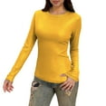 thumbnail image 1 of RXMEKW sous-Couche à Manches Longues pour Femmes, Confortable, Couleur Unie, Col Rond, 1 of 9