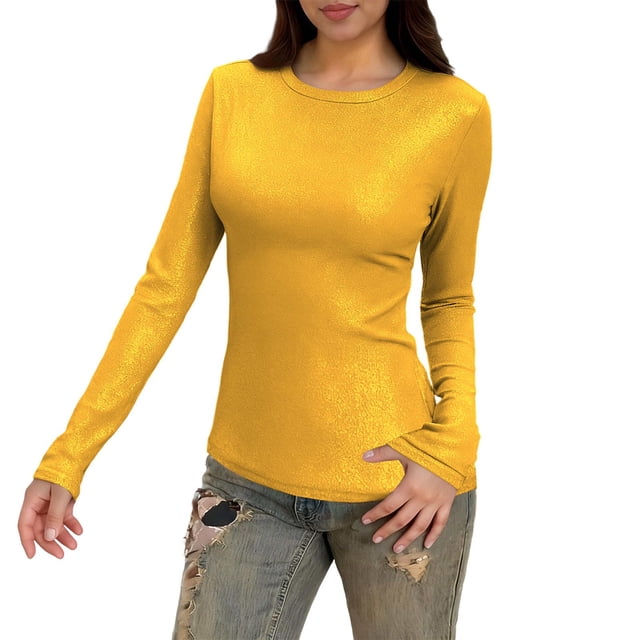 RXMEKW sous-Couche à Manches Longues pour Femmes, Confortable, Couleur Unie, Col Rond