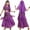 Dark Purple, variant on DGMIOCS Girls Belly Dance Costume 2 Piece Set Sparkling Top Skirt Outfit for Stage Performance Party Halloween Carnival Dark Purple Over 16 years old