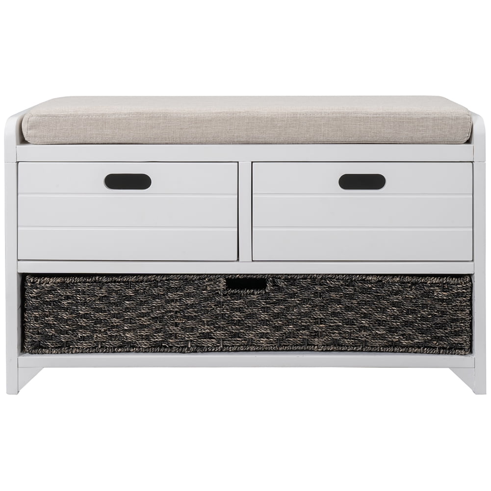 Lowestbest Fully Assembled Storage Bench, Entryway Bench with Removable Basket and 2 Drawers, Shoe Bench for Hallway Entryway, White Lowestbest Fully Assembled Storage Bench, Entryway Bench with Removable Basket and 2 Drawers, Shoe Bench for Hallway Entryway, White