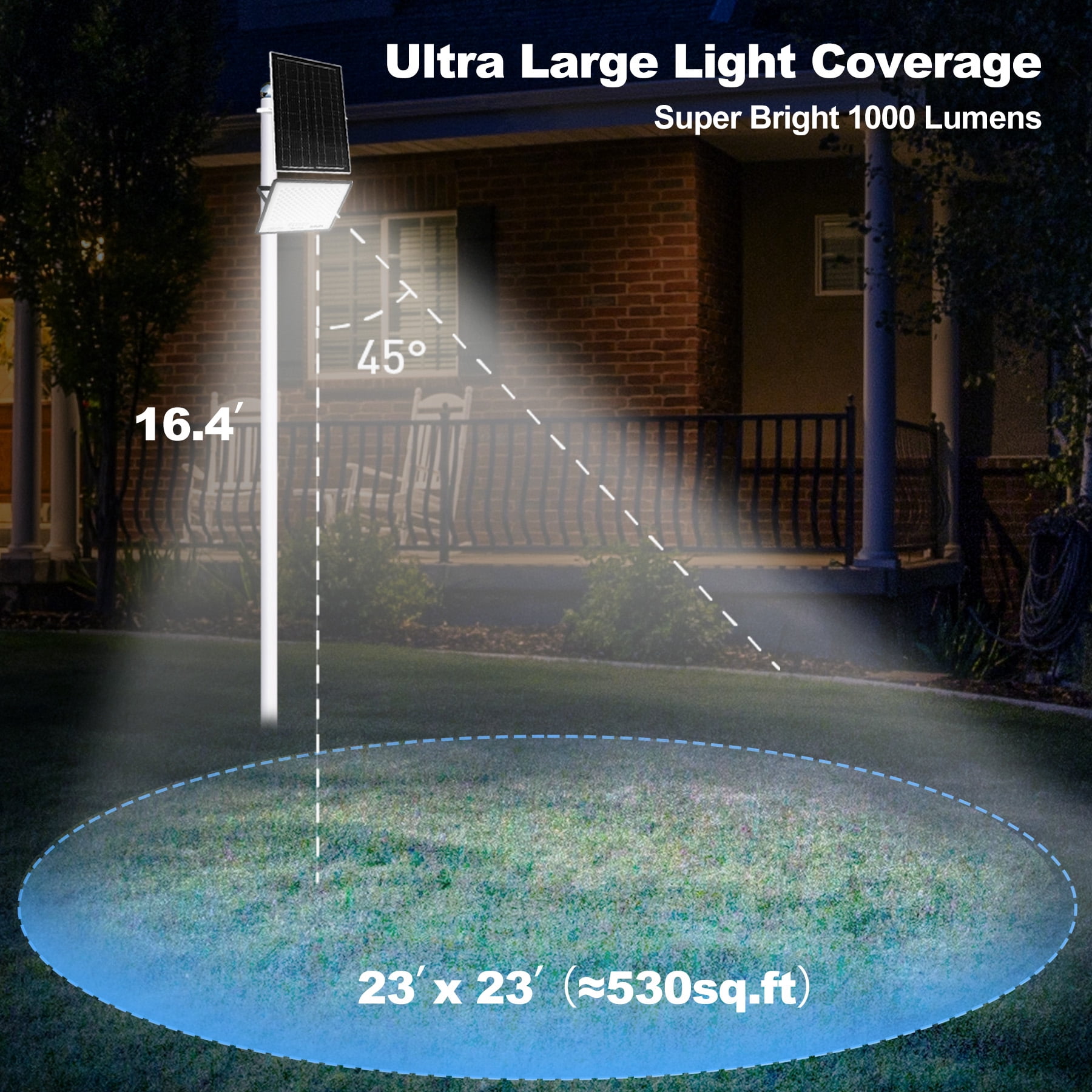 MUCH 300W LED Solar Flood Lights, 65000Lm 644 LED Outdoor Spot Lamp,IP67 Dusk to Dawn with Remote Control Security Lighting for Yard, Garden,Swimming Pool, Pathway, Basketball Court
