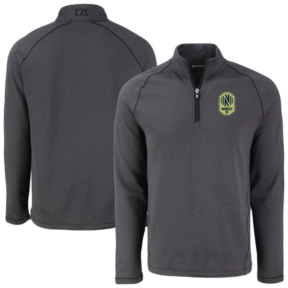 Men's Cutter & Buck Heather Black Nashville SC Peshastin Eco Fleece Recycled Raglan Half-Zip Top