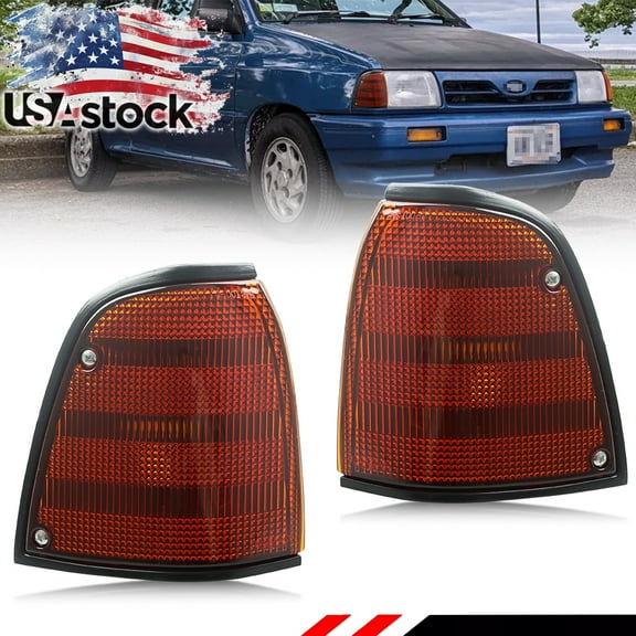 2PCS Amber Lens  Front Corner Turn Signal Lights Side Marker Lights Turn Warning Lights Parking Light Housings For 1988 1989 1990 1991 1992 1993 Ford Festiva No Bulb/Socket Included