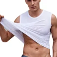 thumbnail image 5 of Chaleco deportivo de seda helada para hombre, ropa interior de malla, capa Base, sudadera blanca pura, ropa interior cómoda y transpirable para el hogar, verano, 5 of 5