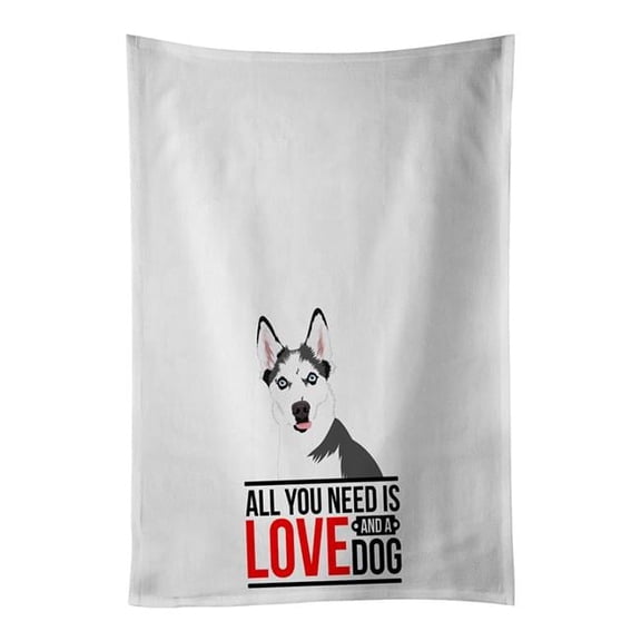 Carolines Treasures WDK3695WTKT 28 x 19 in. Unisex Siberian Husky Puppy White Dish Towels Kitchen Towel - Set of 2