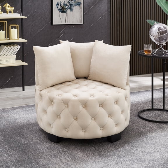 Living Room Chairs Contemporary Upholstered Tufted Leisure Chair Accent Chair,Taupe,Accent Chairs