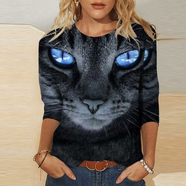 Hauts d'Été pour Femmes Mode Imprimé de Pâques T-shirt Ample Mi-Longueur Manches 3/4 Blouse Col Rond Hauts Décontractés Blouses d'Été pour Femmes en Solde