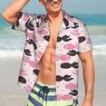 thumbnail image 7 of Gaeub pink fish hearts Print Men's Hawaiian Shirt,Button Down Short Sleeves Shirts,Tropical Beach Casual Button Down Shirts,Large, 7 of 7