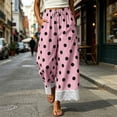 thumbnail image 5 of Tqcoqu Women's Polka Dot Wide Leg Pants,Drawstring Elastic Waist Lace Hem Casual Y2K Long Trousers with Side Pockets, 5 of 8