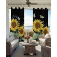 thumbnail image 4 of Blackout Curtains for Bedroom, Sunflowers Room Darkening Window Drapes for Living Room, Botanical Watercolor Butterfly Plant Thermal Insulated Grommet Curtains, 52x45 inch, 2 Panels, 4 of 9