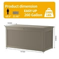 thumbnail image 4 of Patio Casual 260 Gallon Lockable Resin Deck Box, Waterproof & Outdoor Storage Box for Outdoor Cushion Storage and Outdoor Delivery Storage, Stylish Outdoor Bench,Light coffee, 4 of 10