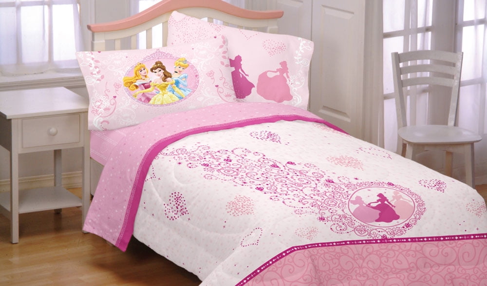 Disney Princess Bed Sheet Set Hearts Bedding Walmart Com
