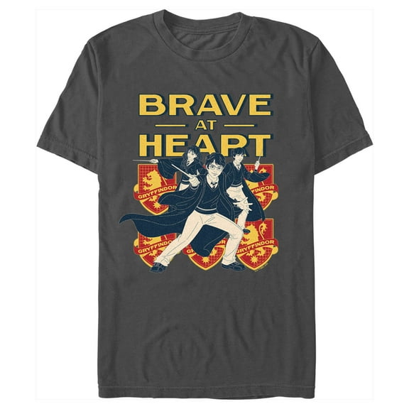 Men's Harry Potter Gryffindor Brave at Heart Graphic Tee Charcoal 3X Large