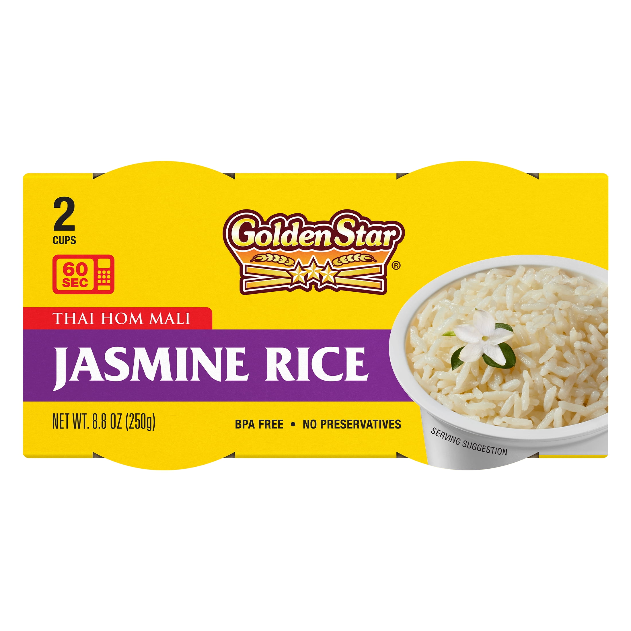 Golden Star Jasmine Rice, 4.4 oz Cups, 2 Pack