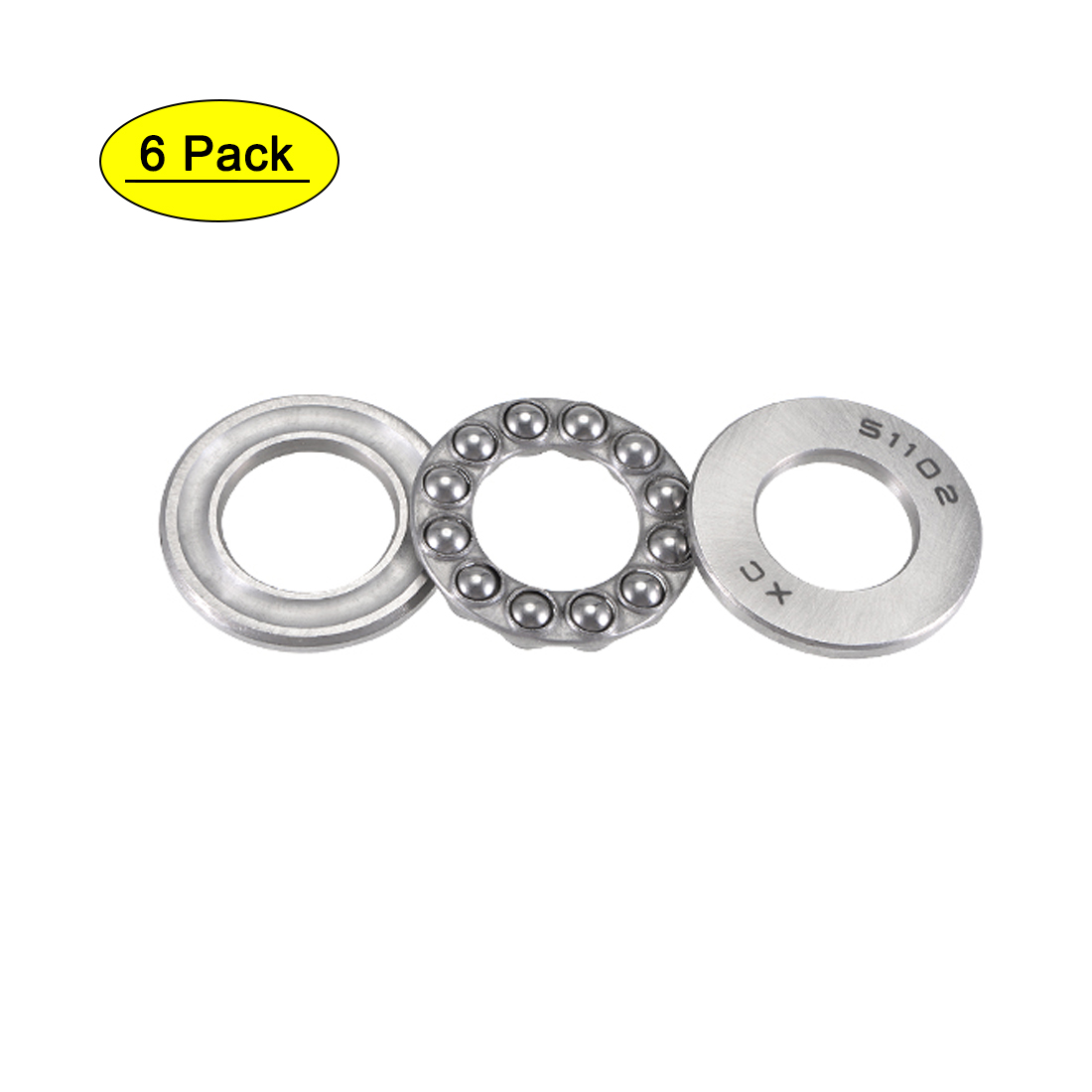 Uxcell 28mmx15mmx9mm Single Row Thrust Ball Bearing Silver Gray 51102 (6pack)