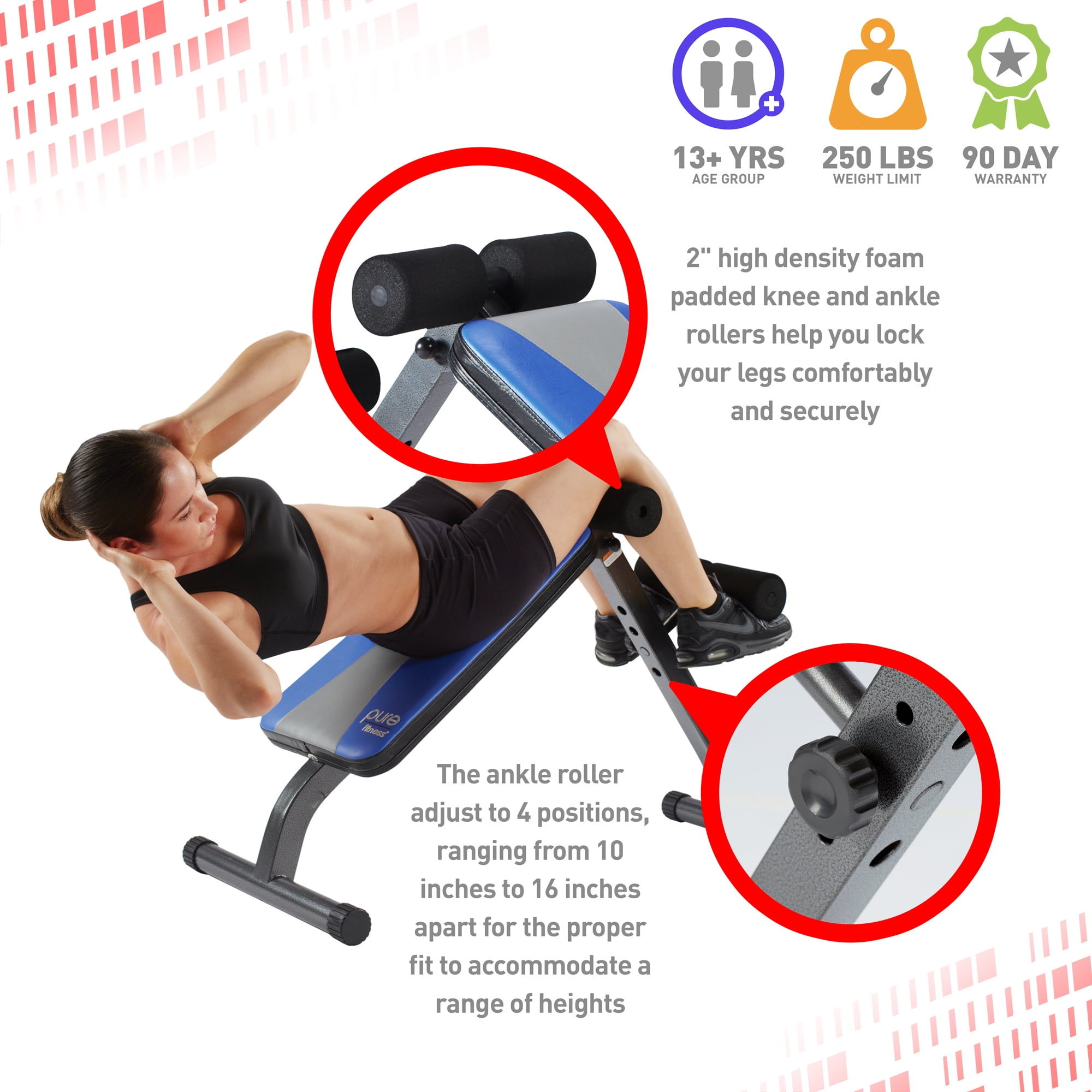 Pure Fitness Ab Crunch Sit Up Bench Walmartcom Walmartcom