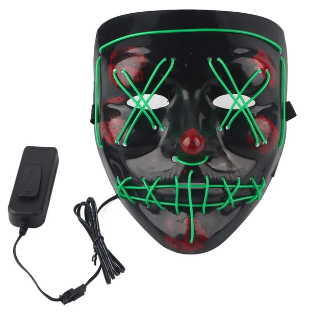 Accesorio de máscara de iluminación de alambre aterrador de payaso para disfraz de Halloween Cosplay Partygreen