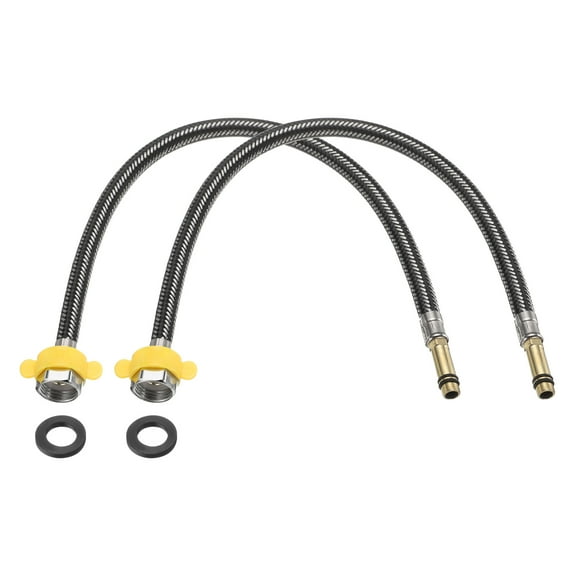 2Pcs 20" Faucet Supply Lines Connector G1/2 Female Compression Thread x M10 Male Connector for Kitchen(Black)