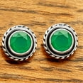 thumbnail image 2 of Natural Green Onyx Stud 925 Sterling Silver Earrings Jewelry DGE1067_E E-1245, 2 of 7