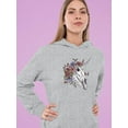 thumbnail image 2 of Unicorn Skull W Flowers Hoodie Women -Smartprints Designs, Female XX-Large, 2 of 4