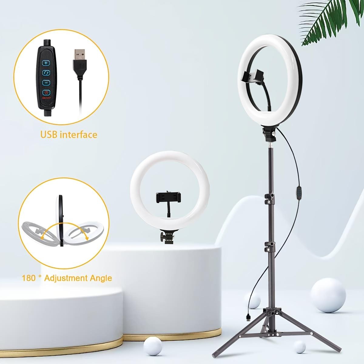 UEGOGO 10" Ring Light w/43" Tripod & Phone Holder - Adjustable LED for Live Stream/Makeup/YouTube/TikTok