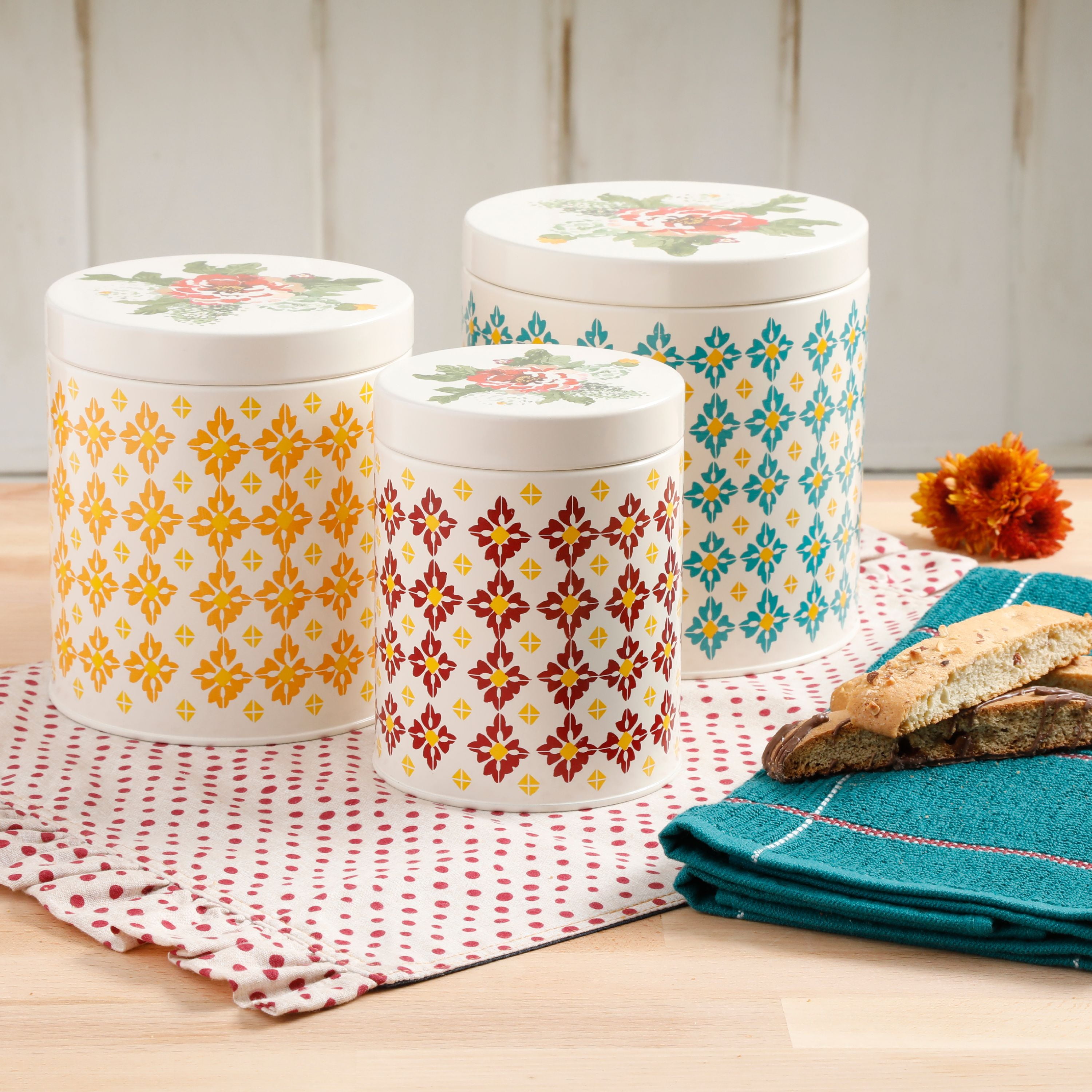 The Pioneer Woman Vintage Floral 10.3-inch Canister 2-PACK