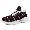 thumbnail image 2 of Coolcustomize Women's Fashion Tennis Shoes | Black "LOVE" & Heart Print, Comfortable Lightweight Sport Shoes, Lace-up Couple Shoes, All-season, Fabric Upper & Insole, EVA Sole, Wide Fit Sneakers, 2 of 8