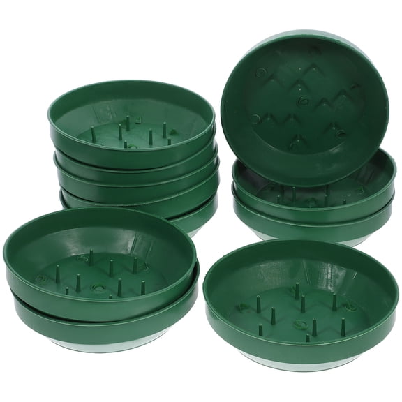 WRITWAA 10pcs Floral Foam Fixing Plates 5.7inch Plastic Rounds Bowls Tray Holder for Flower Arrangements Wedding Supplies (Green)