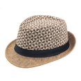 thumbnail image 4 of Sombrero Fedora de paja de verano, sombrero de ala corta para el sol de Panamá, sombrero de playa Trilby para hombres y mujeres, negro, M Feliz Sencillez, 4 of 5